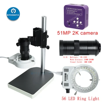 48MP 4K Цифровой Микроскоп 51MP 2K HDMI USB Тринокулярная Камера Microscopio Увеличительные Стекла Для Профессионального Ремонта Пайки