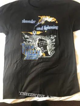 Футболка Thin Lizzy Thunder And Lightning Tour базовая черная Унисекс Reprint NH6081