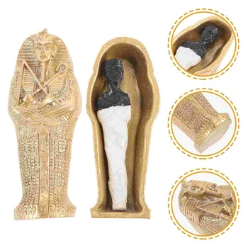 Саркофаг с фигуркой мумии Набор Египетский фараон Надгробная плита Историческая Скульптура Мумия Гробы Фигурки