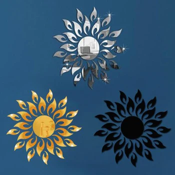 3D Зеркало Sun Flower Art Съемная Наклейка На Стену, Акриловая Настенная Наклейка, Декор для Дома, Горячая Новинка