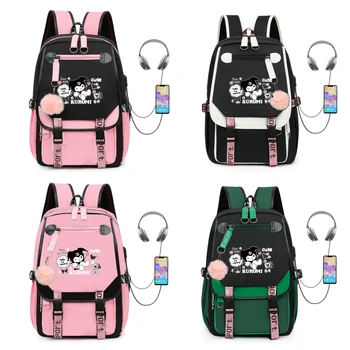 Школьный рюкзак Kuromi для младших школьников средней школы, женская версия, повседневный рюкзак большой емкости, рюкзак для учеников начальной школы, рюкзак Mochila