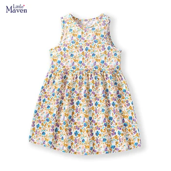 Пляжные платья с цветочным рисунком для маленьких девочек maven, детские праздничные платья, летняя одежда для девочек 7 лет, детские платья без рукавов для девочек