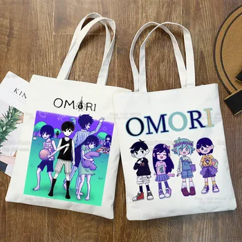 Забавные сумки унисекс из аниме Omori Game, изготовленная на заказ холщовая сумка с принтом Для ежедневного использования, Многоразовая Дорожная Повседневная сумка для покупок