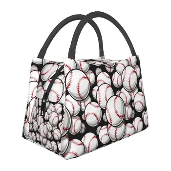 Спортивная сумка для ланча с бейсбольными мячами, портативная изолированная Оксфордская сумка-холодильник, термос для пикника с холодной едой, ланч-бокс для ланча