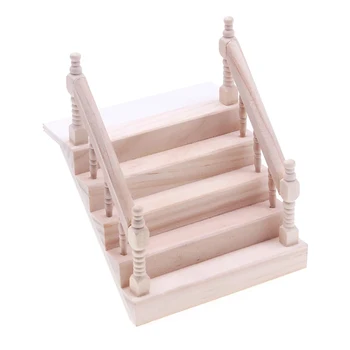 Миниатюрный кукольный домик 1:12, лестница с перилами, деревянная сцена, простые модели лестниц, мебель для мини-лестниц, декор комнаты