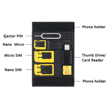 Тонкий Комплект SIM-адаптера Размера Кредитной Карты с Устройством Чтения TF-Карт и Лотком для SIM-карт, Извлекающий Pin-Код Держателя SIM-Карты Для iPhone Huawei Xiaomi